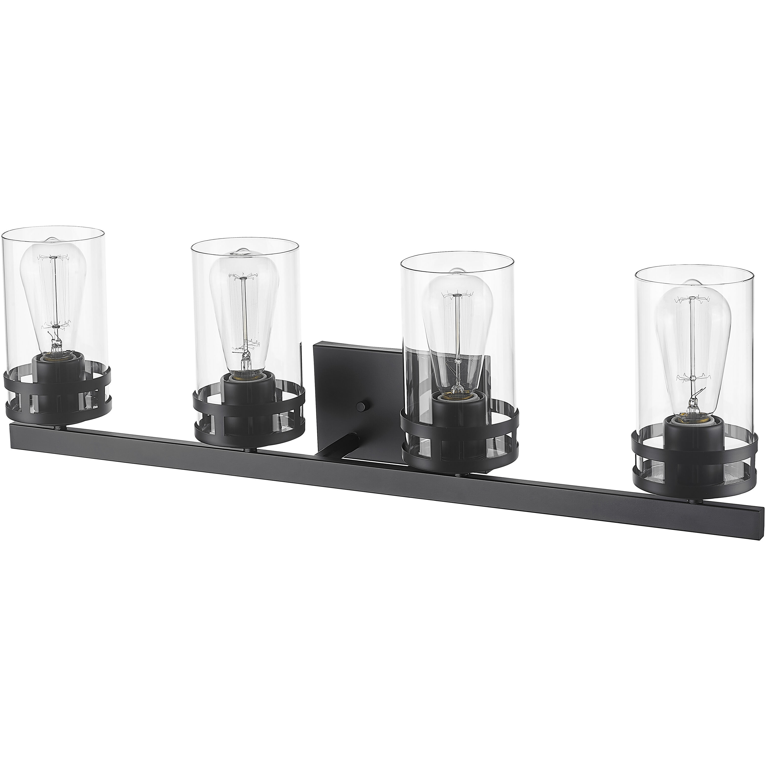 Lunden 4 Light 30.25 inch Matte Black Bathroom Vanity Light Wall Light